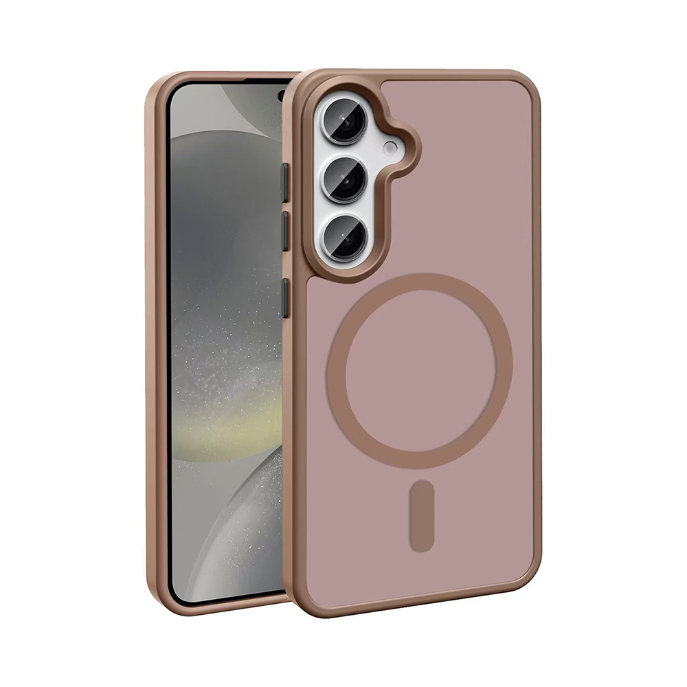 Galaxy Uyumlu S25 Plus Kılıf M-safe Şarj Özellikli Mat Arka Yüzey Zore Sio Kapak-Kahverengi