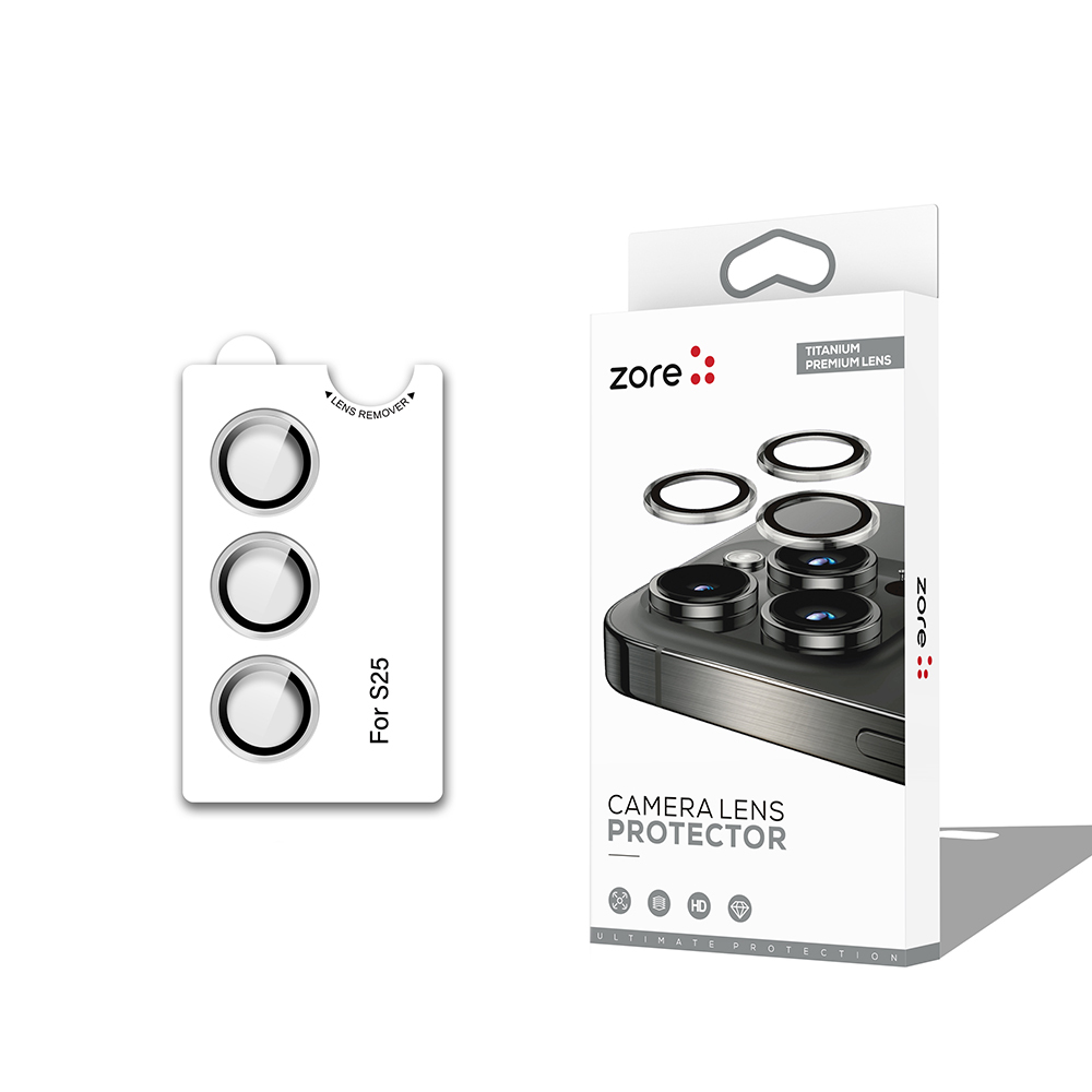 Galaxy Uyumlu S25 Zore CL-12 Premium Safir Parmak İzi Bırakmayan Anti-Reflective Kamera Lens Koruyucu-Gümüş