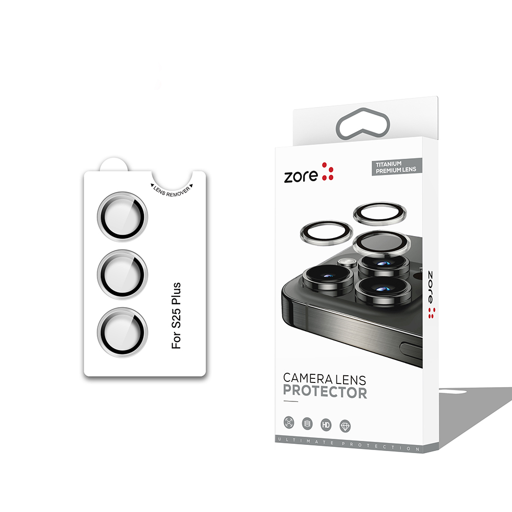 Galaxy Uyumlu S25 Plus Zore CL-12 Premium Safir Parmak İzi Bırakmayan Anti-Reflective Kamera Lens Koruyucu-Gümüş