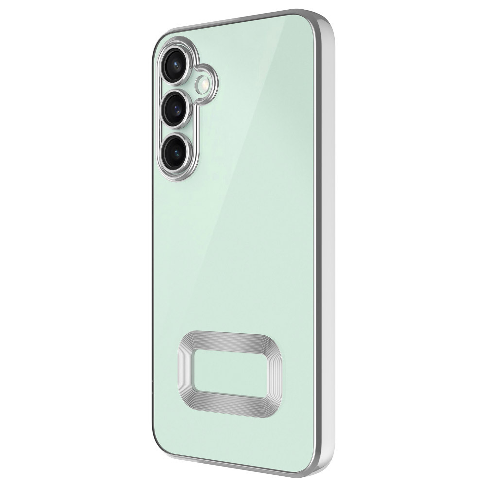 Galaxy Uyumlu S24 FE Kılıf Kamera Korumalı Logo Gösteren Zore Omega Kapak-Gümüş
