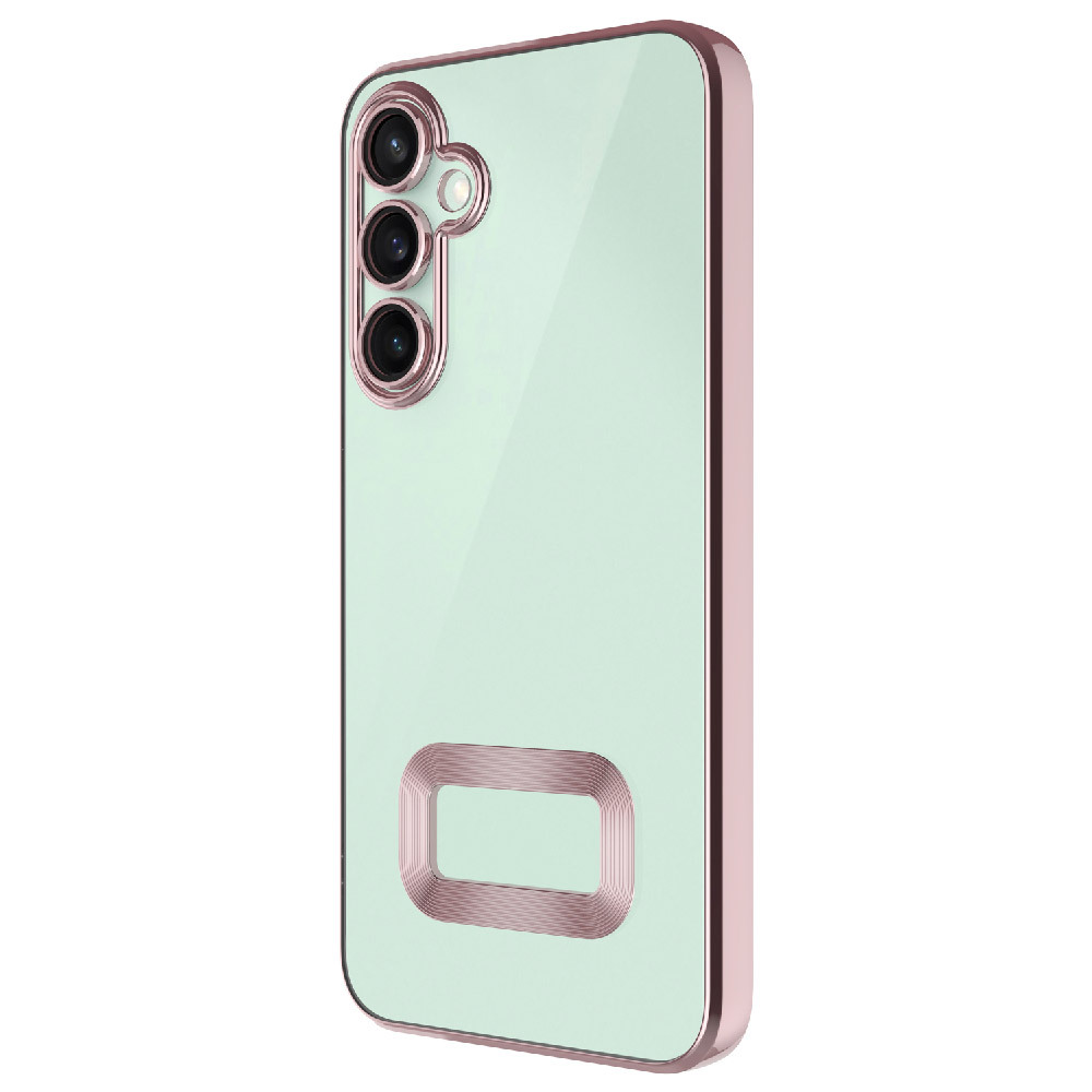 Galaxy Uyumlu A36 Kılıf Kamera Korumalı Logo Gösteren Zore Omega Kapak-Rose gold