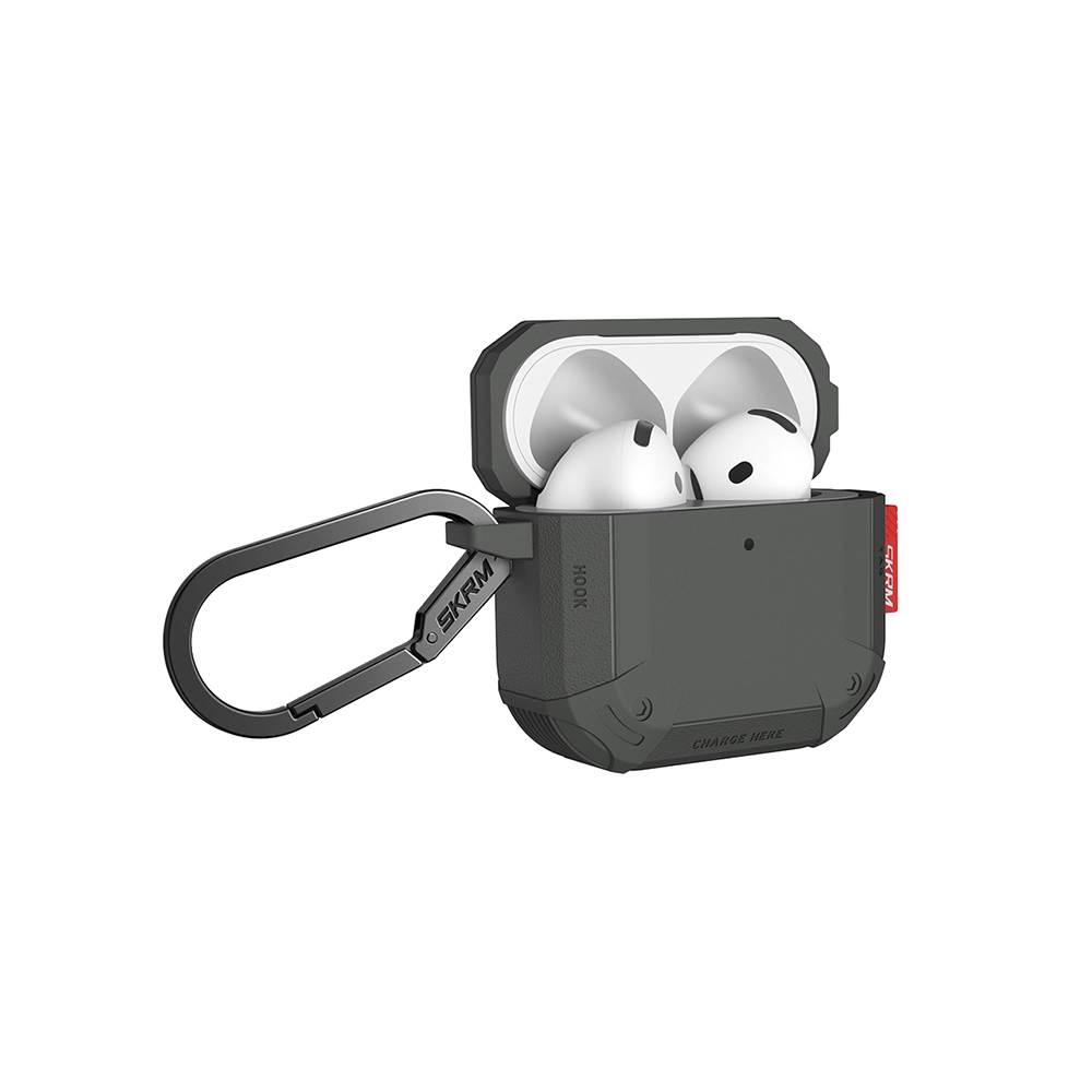 Airpods Uyumlu 4 Kılıf Airbagli Yivli Köşe Tasarımlı 360 Derece Tam Koruma Skinarma Mecha CE Kılıf