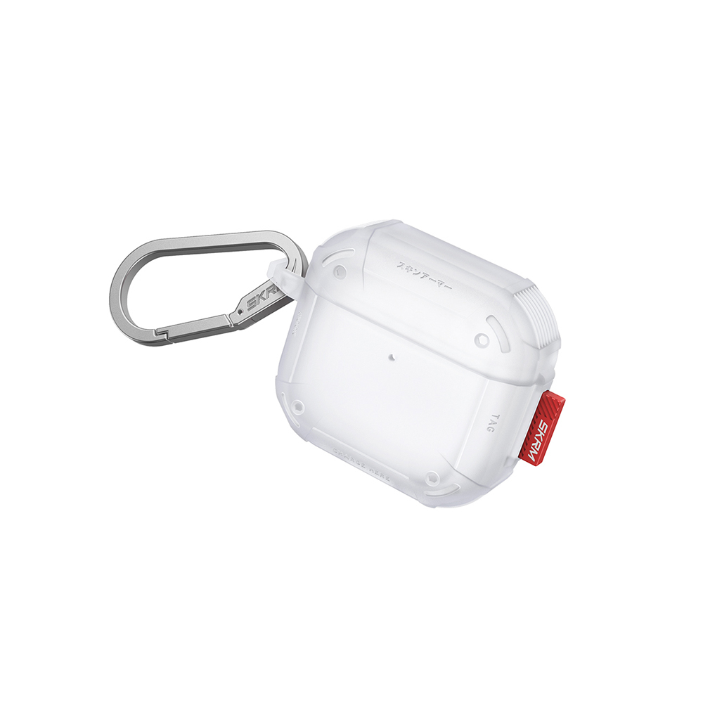 Airpods Uyumlu 4 Kılıf Airbagli Yivli Köşe Tasarımlı 360 Derece Tam Koruma Skinarma Mecha CE Kılıf-Beyaz