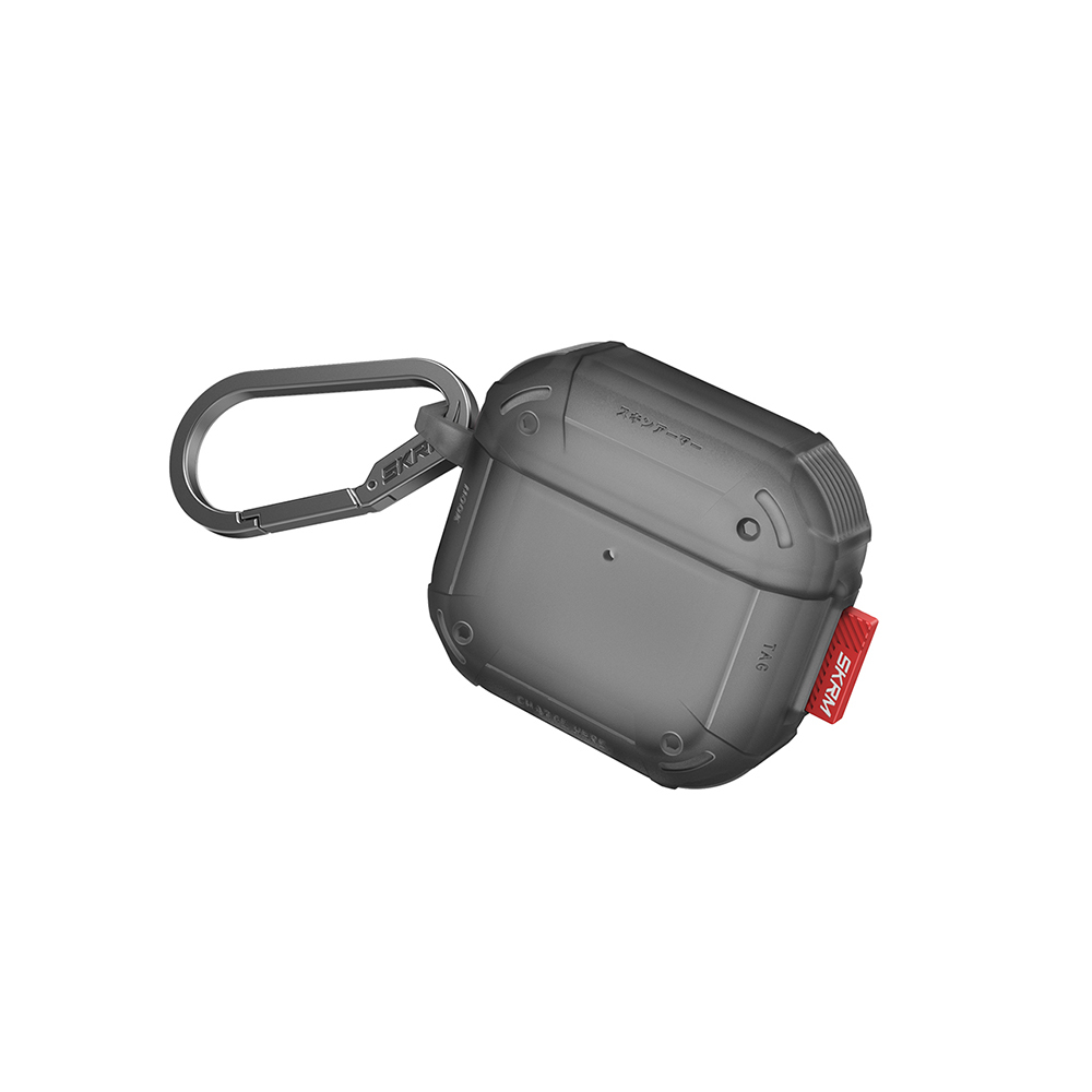 Airpods Uyumlu 4 Kılıf Airbagli Yivli Köşe Tasarımlı 360 Derece Tam Koruma Skinarma Mecha CE Kılıf-Füme