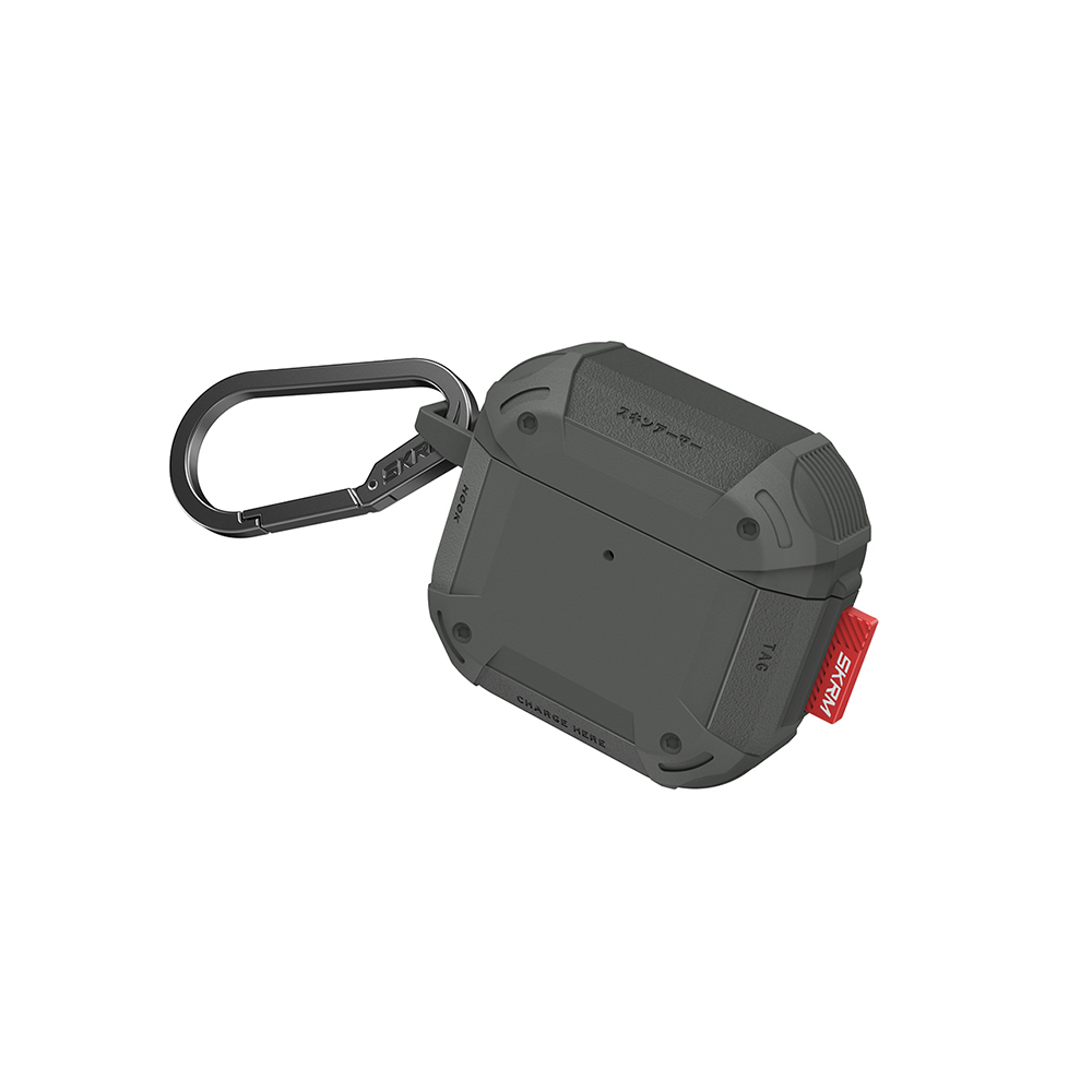 Airpods Uyumlu 4 Kılıf Airbagli Yivli Köşe Tasarımlı 360 Derece Tam Koruma Skinarma Mecha CE Kılıf-Olive