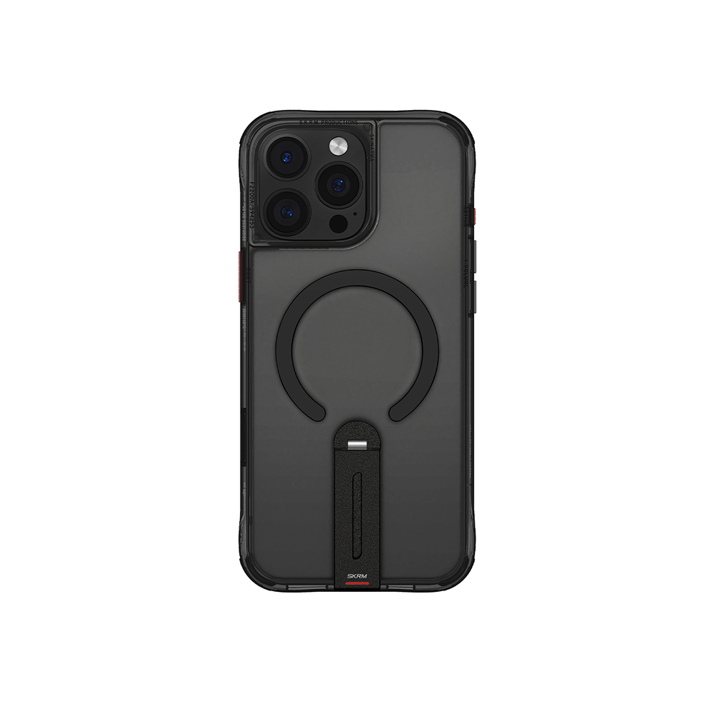 iPhone Uyumlu 16 Pro Kılıf M-safe Şarj Özellikli 360 Derece Dönebilen Standlı Skinarma Helix Kapak-Siyah