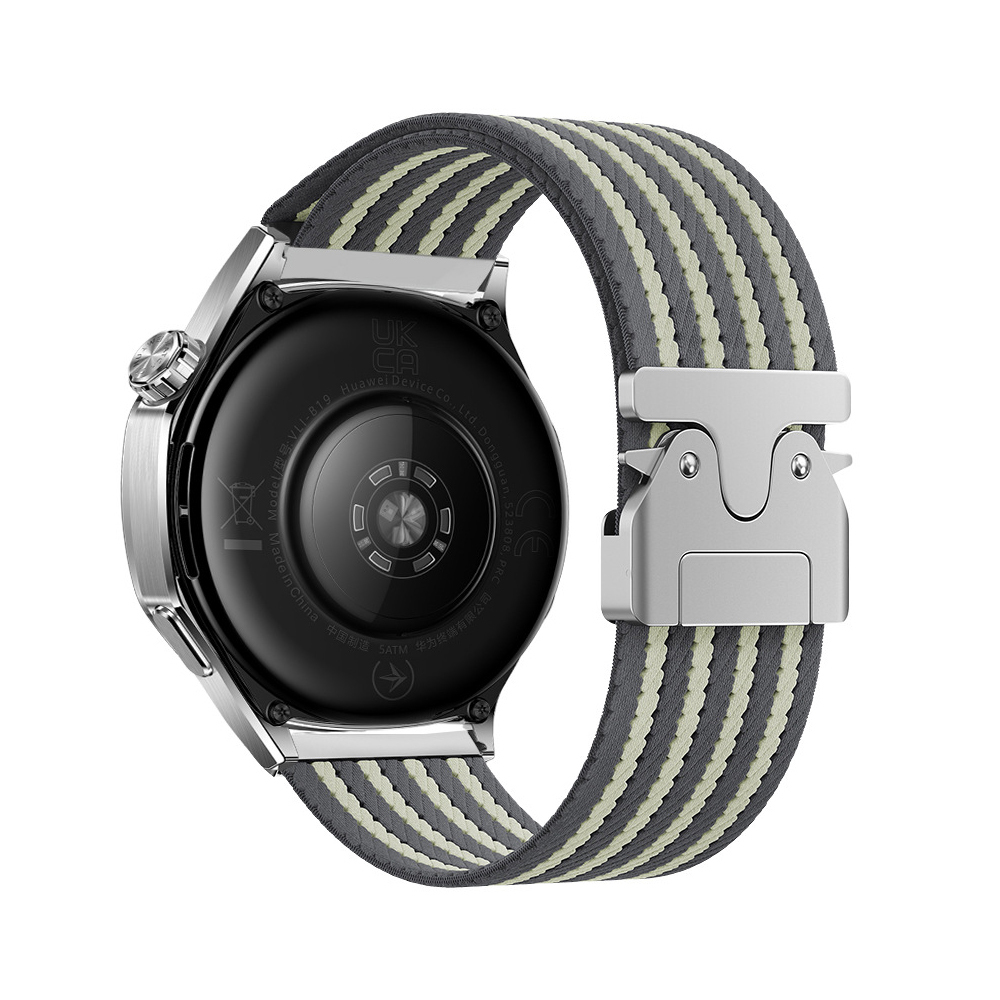Huawei Uyumlu Watch GT 3 42mm Zore KRD-133 22mm Naylon Kumaş Hasır Örgülü Kordon-Gri