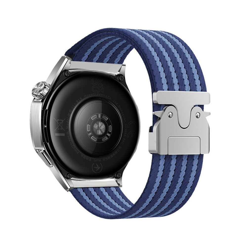 Huawei Uyumlu GT2 46mm Zore KRD-133 22mm Naylon Kumaş Hasır Örgülü Kordon-Mavi
