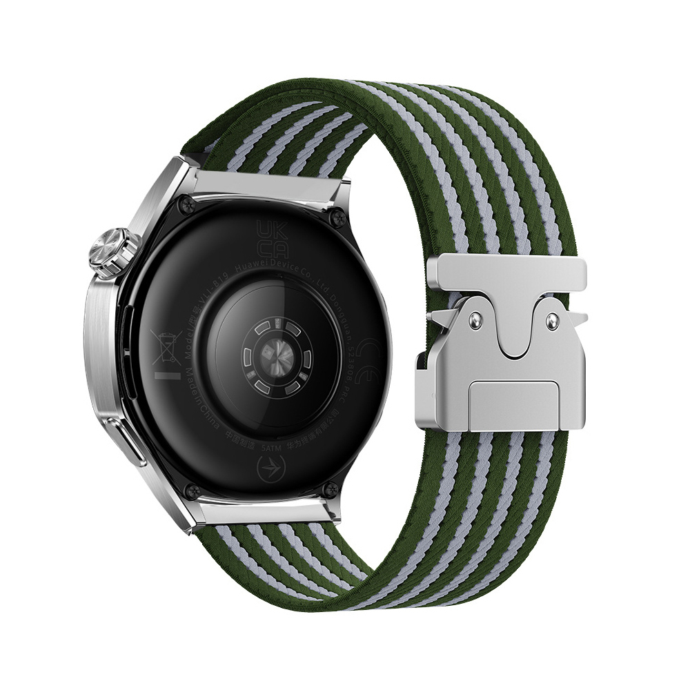 Huawei Uyumlu GT2 46mm Zore KRD-133 22mm Naylon Kumaş Hasır Örgülü Kordon-Yeşil