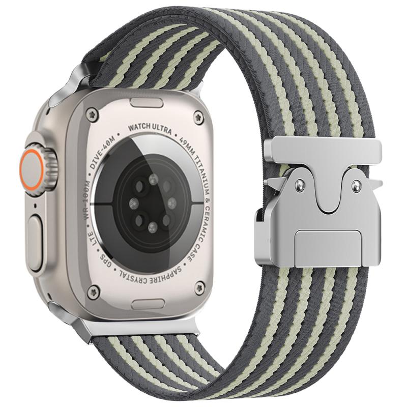 Watch Ultra 49mm Zore KRD-133 Naylon Kumaş Hasır Örgülü Kordon-Gri