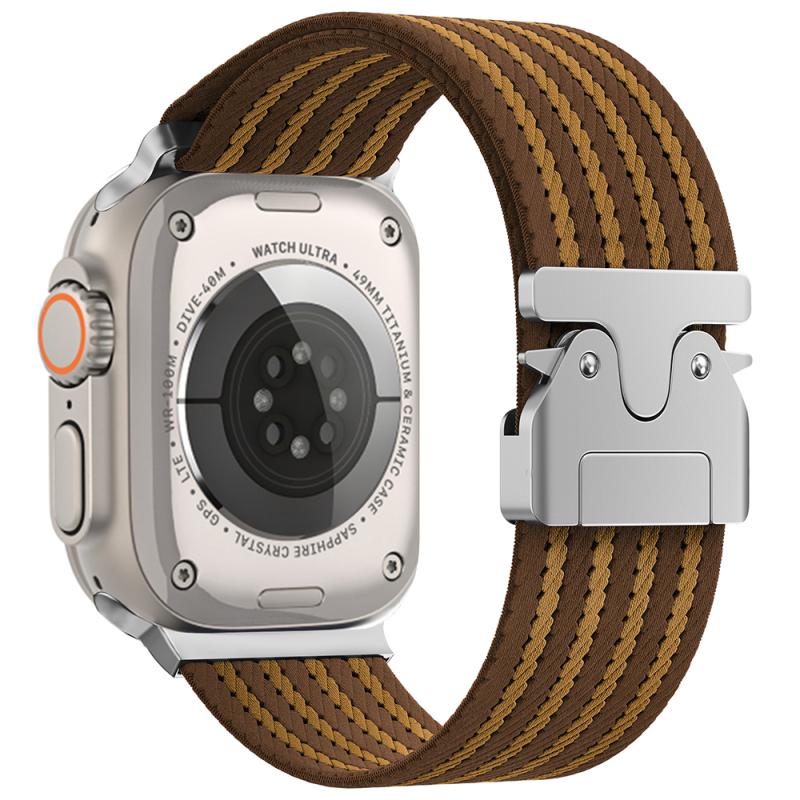 Watch Ultra 49mm Zore KRD-133 Naylon Kumaş Hasır Örgülü Kordon-Kahverengi