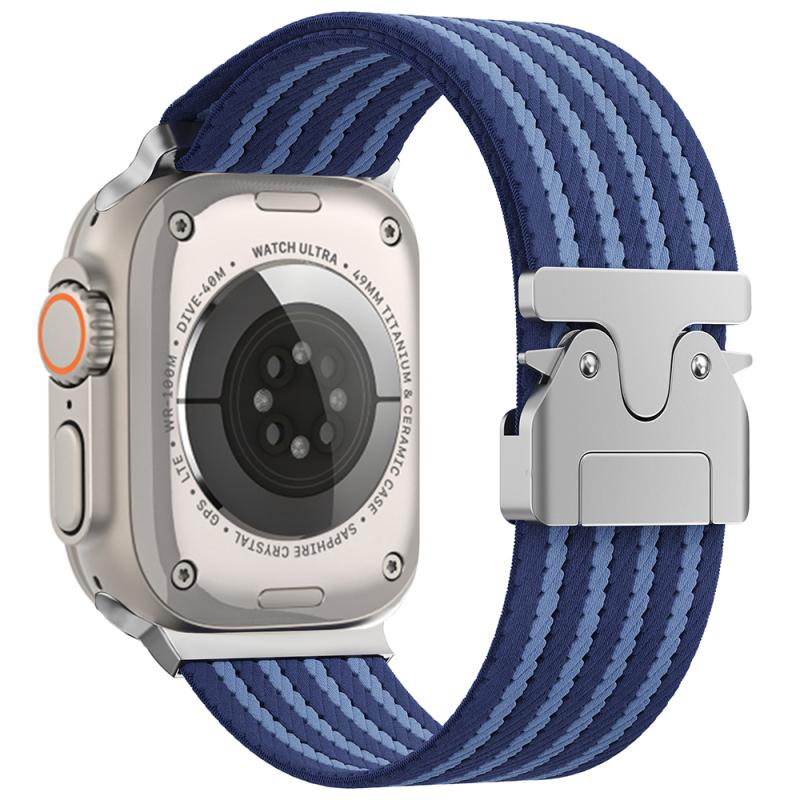 Watch Ultra 49mm Zore KRD-133 Naylon Kumaş Hasır Örgülü Kordon-Mavi
