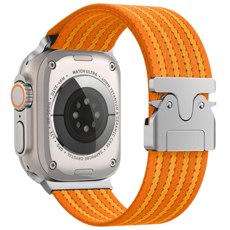 Watch Ultra 49mm Zore KRD-133 Naylon Kumaş Hasır Örgülü Kordon-Turuncu