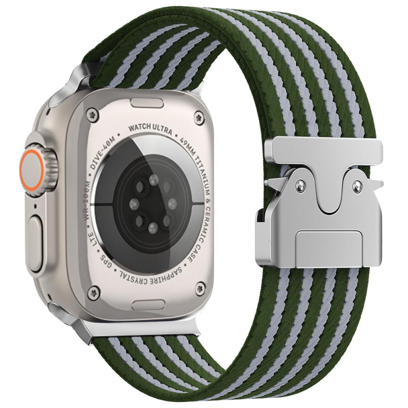 Watch Ultra 49mm Zore KRD-133 Naylon Kumaş Hasır Örgülü Kordon-Yeşil
