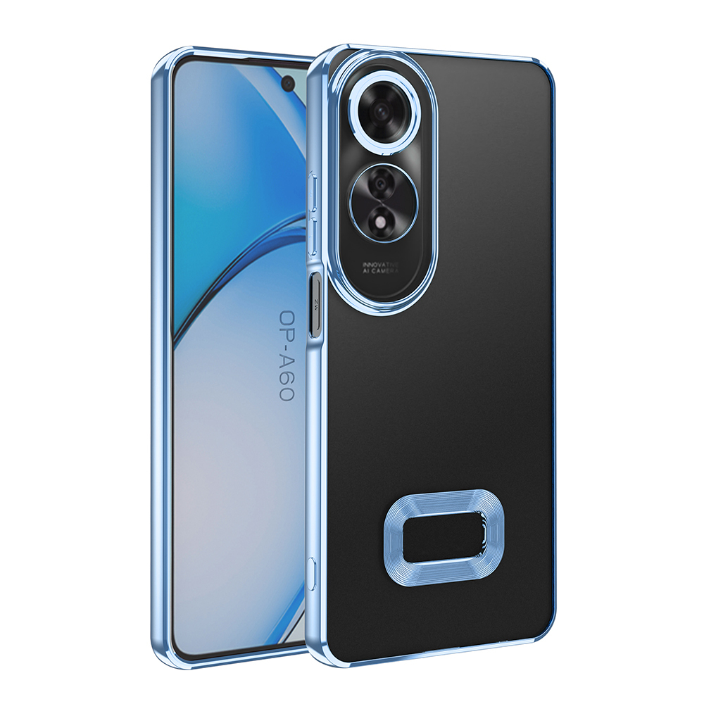 Oppo A60 Kılıf Kamera Korumalı Logo Gösteren Zore Omega Kapak-Sierra mavi