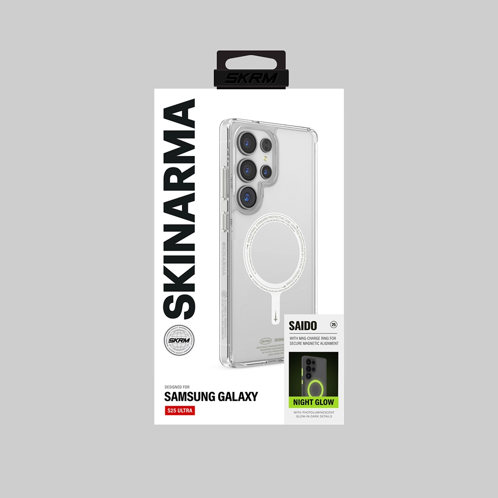 Galaxy Uyumlu S25 Ultra Kılıf M-safe Şarj Özellikli Şeffaf Airbag Tasarımlı Skinarma Saido Nightglow Kapak