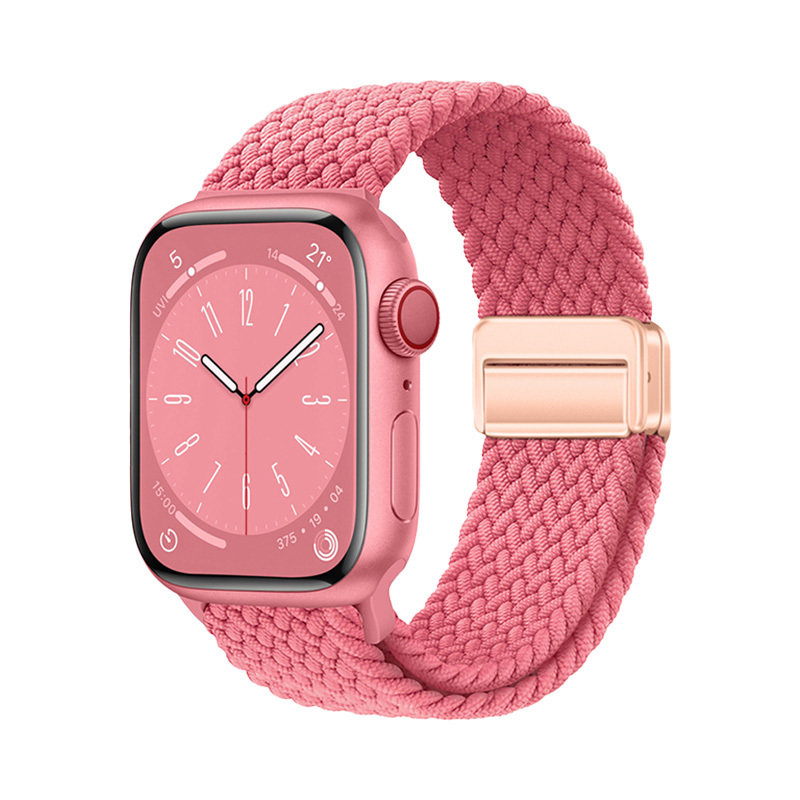 Watch 40mm Zore KRD-134 Örgü Tasarımlı Hasır Kordon Strap Kayış-Pembe