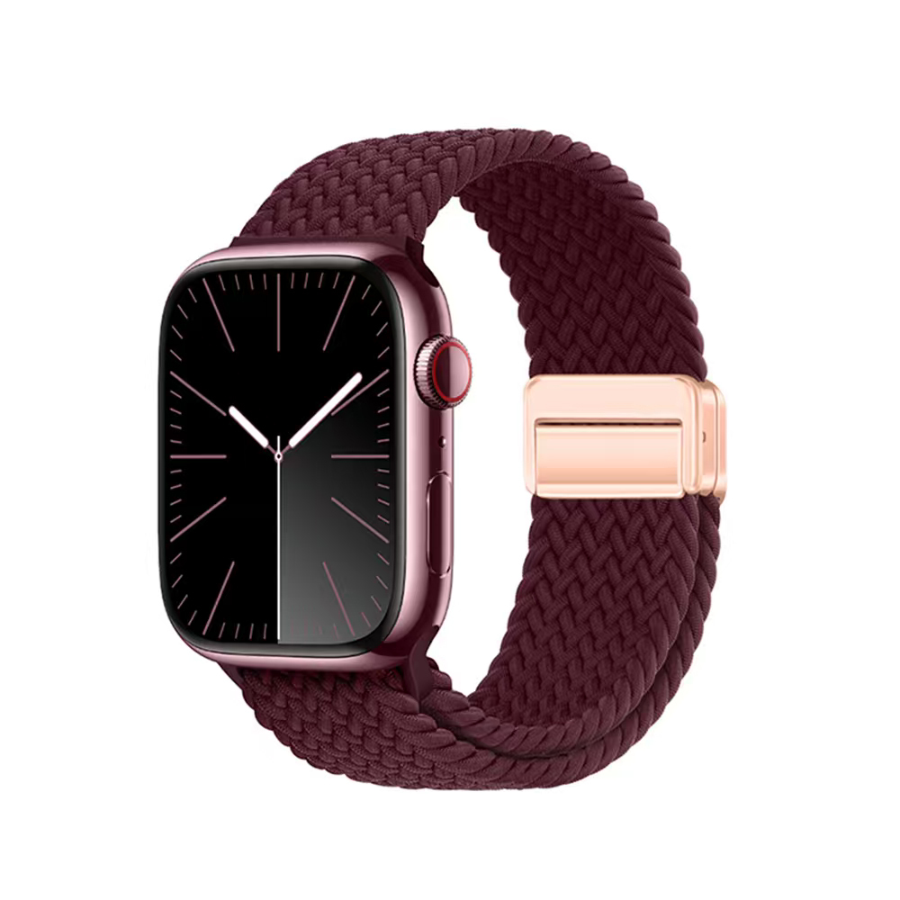 Watch 10 42mm Zore KRD-134 Örgü Tasarımlı Hasır Kordon Strap Kayış-Bordo