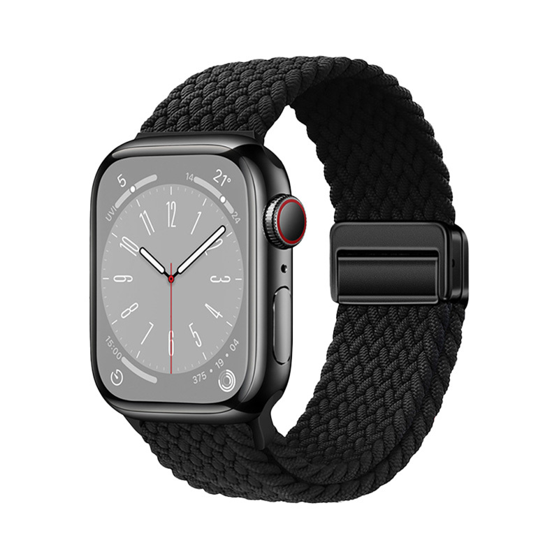 Watch 10 42mm Zore KRD-134 Örgü Tasarımlı Hasır Kordon Strap Kayış-Siyah