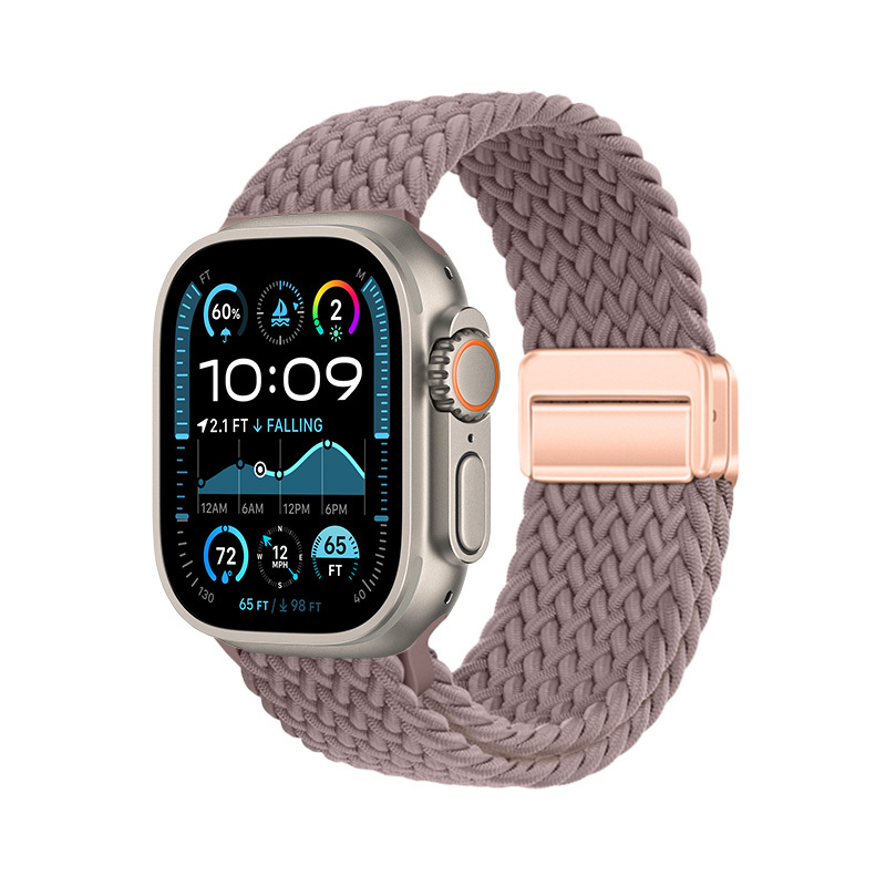Watch Ultra 49mm Zore KRD-134 Örgü Tasarımlı Hasır Kordon Strap Kayış-Mor