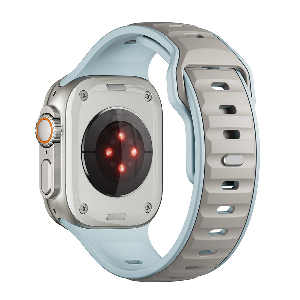 Watch Ultra 49mm Zore KRD-135 Silikon Kordon Strap Kayış-Açık mavi-gri