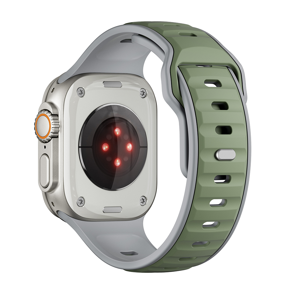 Watch Ultra 49mm Zore KRD-135 Silikon Kordon Strap Kayış-Açık yeşil-gri