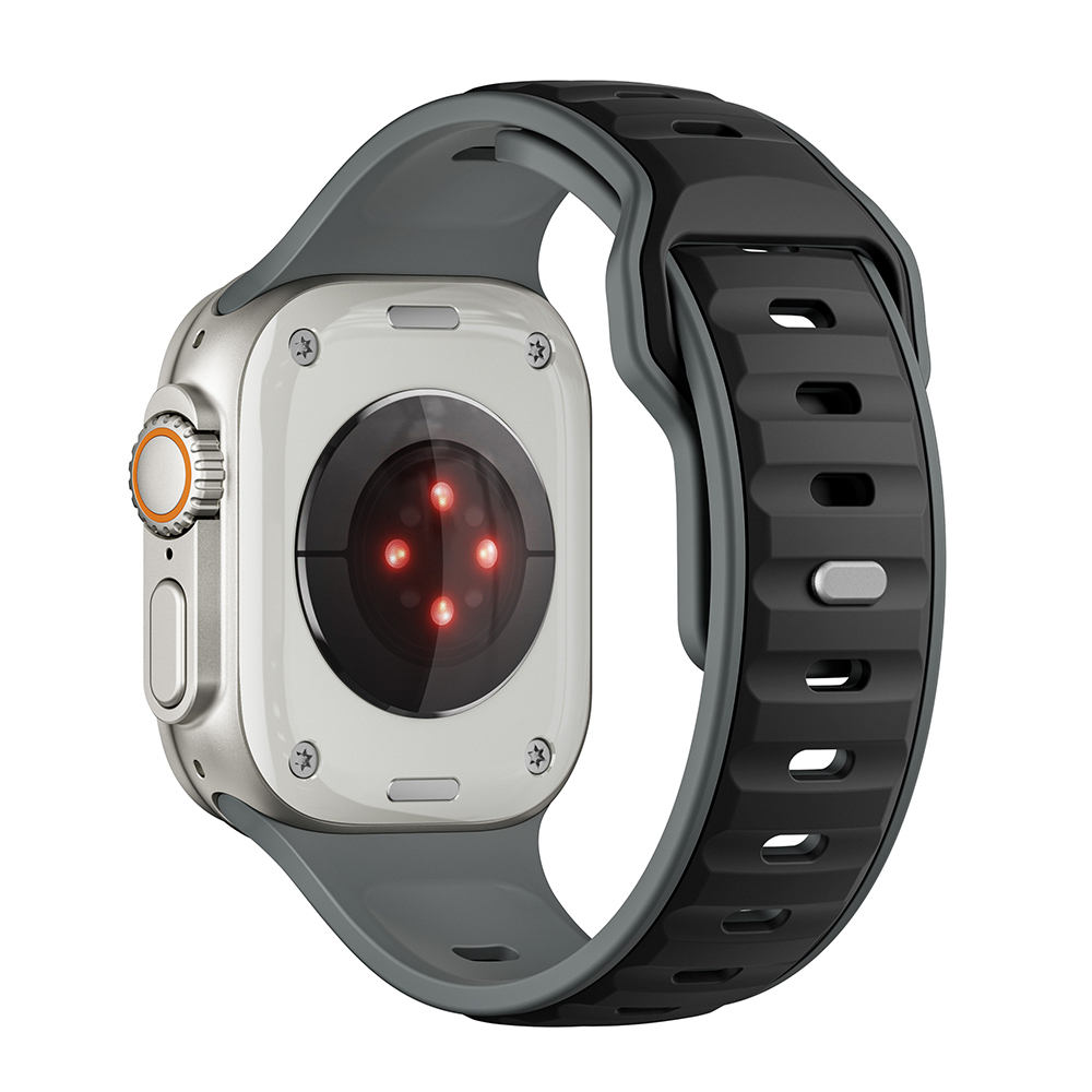 Watch Ultra 49mm Zore KRD-135 Silikon Kordon Strap Kayış-Gri-siyah