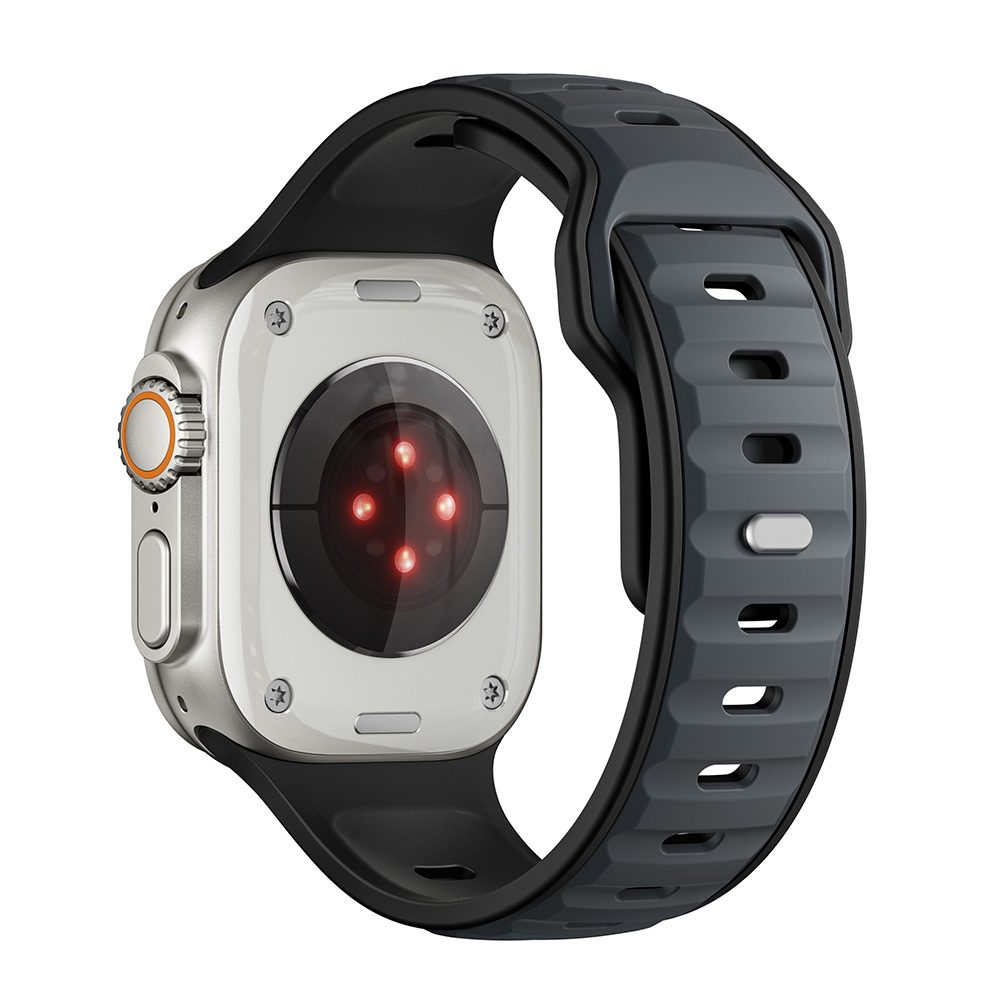 Watch Ultra 49mm Zore KRD-135 Silikon Kordon Strap Kayış-Midnight blue-siyah