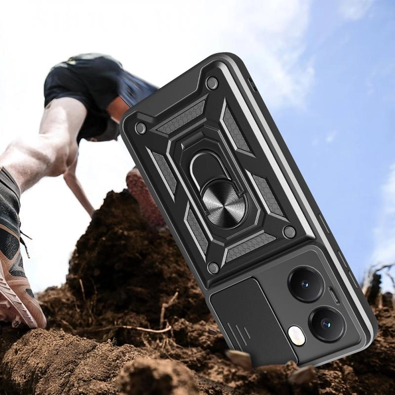 Xiaomi Uyumlu  Poco X7 Pro Kılıf Magnetik Standlı Kamera Korumalı Zore Sürgülü Vega Kapak
