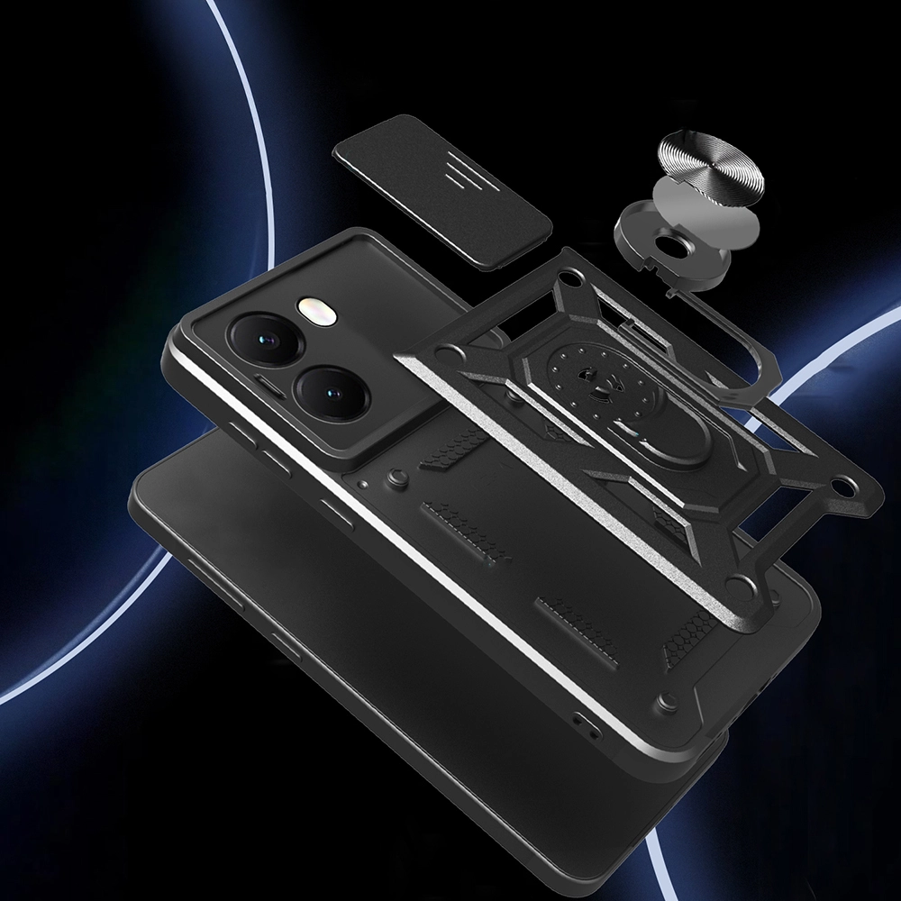 Xiaomi Uyumlu  Poco X7 Pro Kılıf Magnetik Standlı Kamera Korumalı Zore Sürgülü Vega Kapak