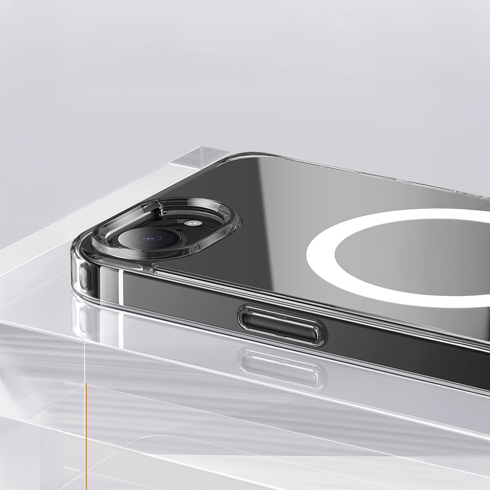 iPhone Uyumlu 16E Kılıf M-safe Şarj Özellikli Şeffaf Sert PC Zore Embos Kapak