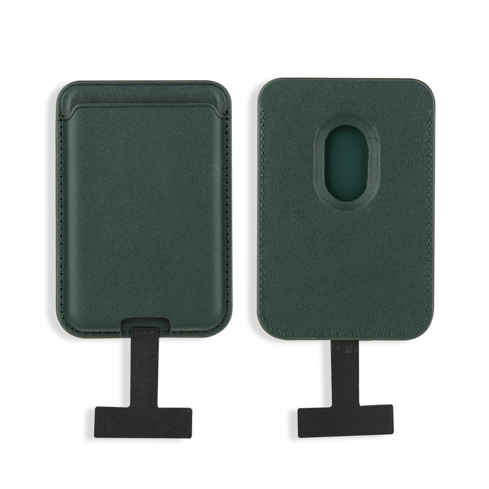 Zore CRD-09 Dahili Şarj Soket Aparatlı Magnetik PU Deri Kartlık-Koyu yeşil