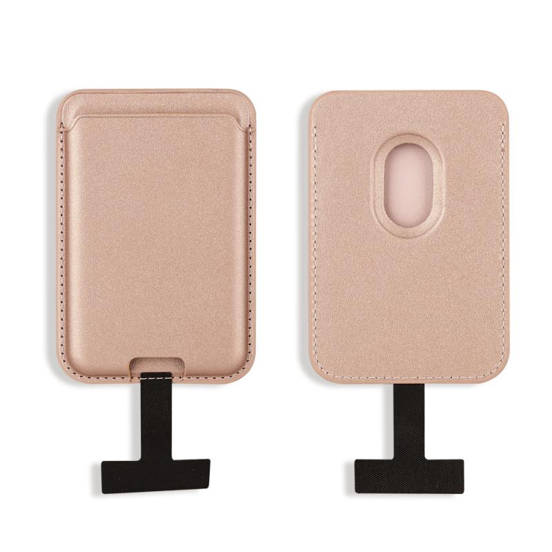 Zore CRD-09 Dahili Şarj Soket Aparatlı Magnetik PU Deri Kartlık-Rose gold