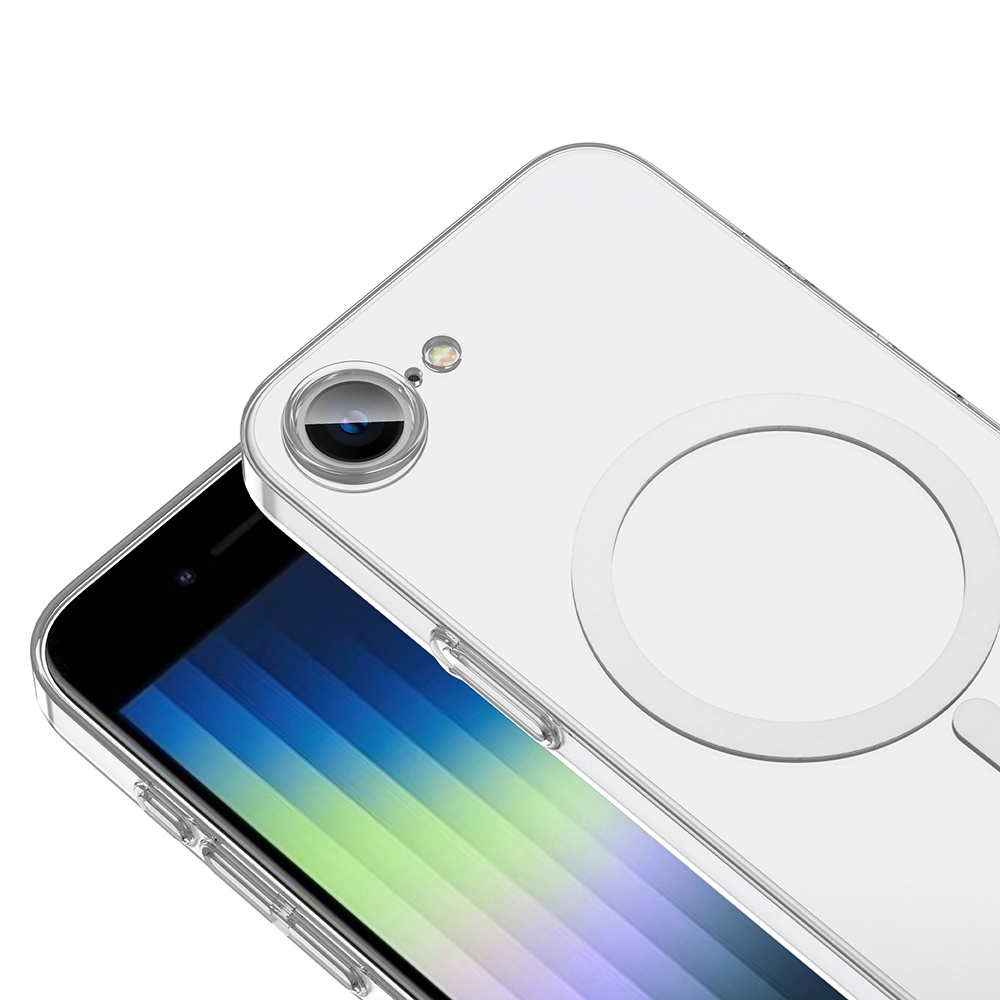 iPhone Uyumlu 16E Kılıf Zore M-safe Şarj Özellikli Şeffaf Kamera Çerçeveli Porto Kapak