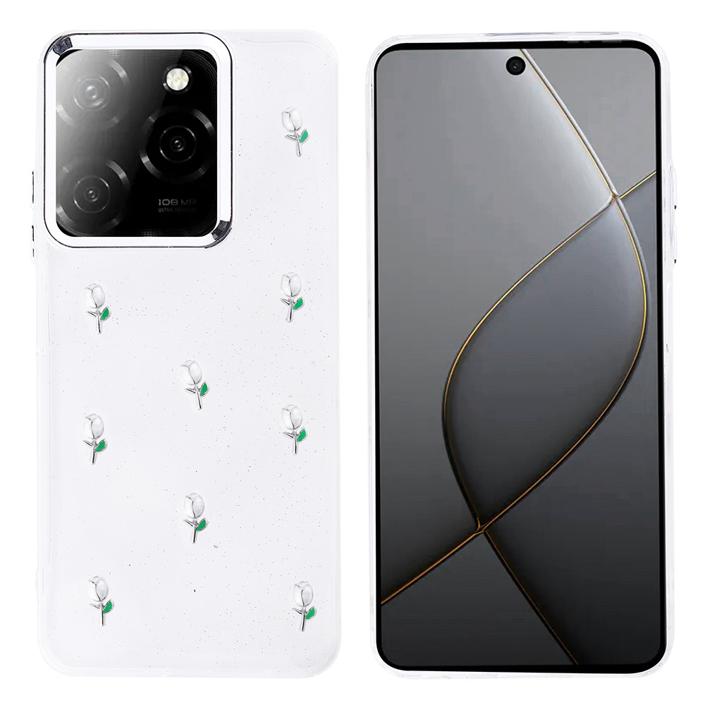 Tecno Spark 20 Pro 5G Kılıf Airbag Tasarımlı Simli Şeffaf Zore Kutup Kapak-Lale