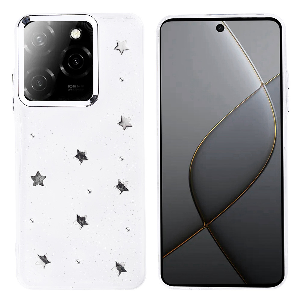 Tecno Spark 20 Pro 5G Kılıf Airbag Tasarımlı Simli Şeffaf Zore Kutup Kapak-Yıldız