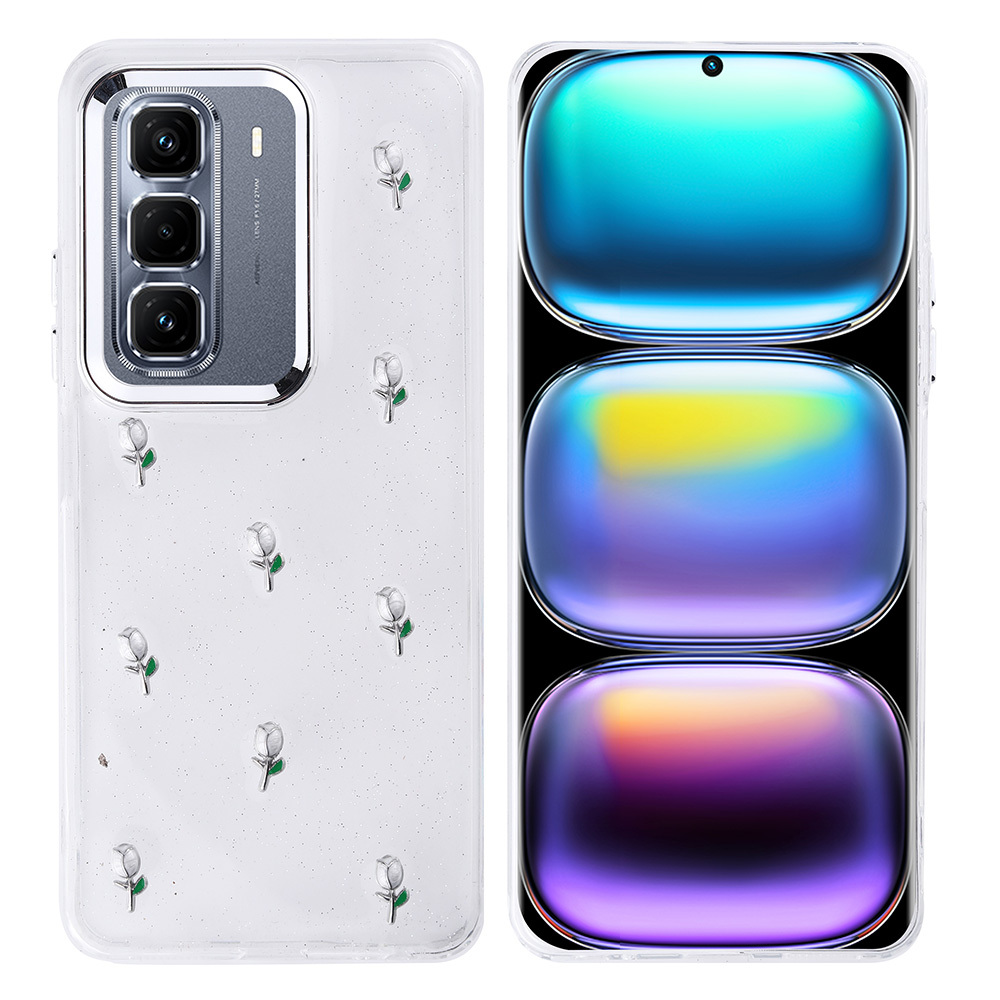 İnfinix Hot 50 Pro Plus 4G Kılıf Airbag Tasarımlı Simli Şeffaf Zore Kutup Kapak-Lale