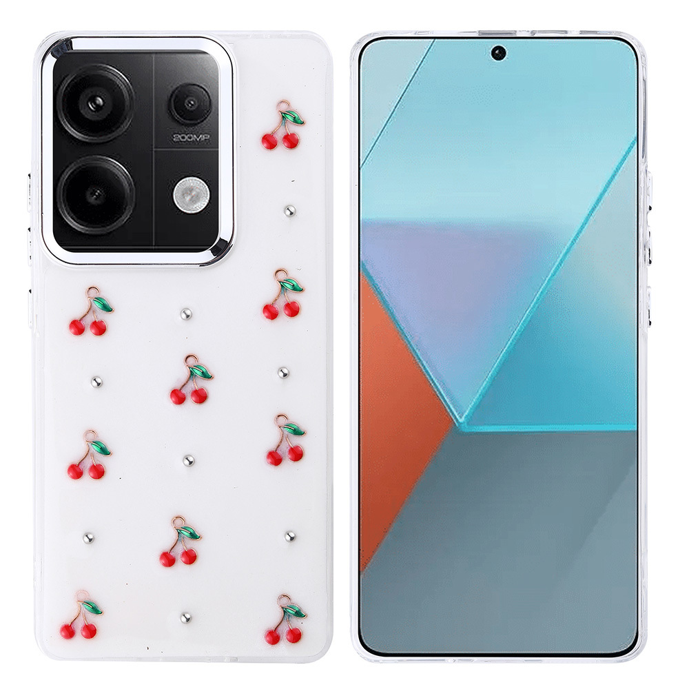 Xiaomi Uyumlu  Redmi Note 13 Pro 4G Kılıf Airbag Tasarımlı Simli Şeffaf Zore Kutup Kapak-Kiraz