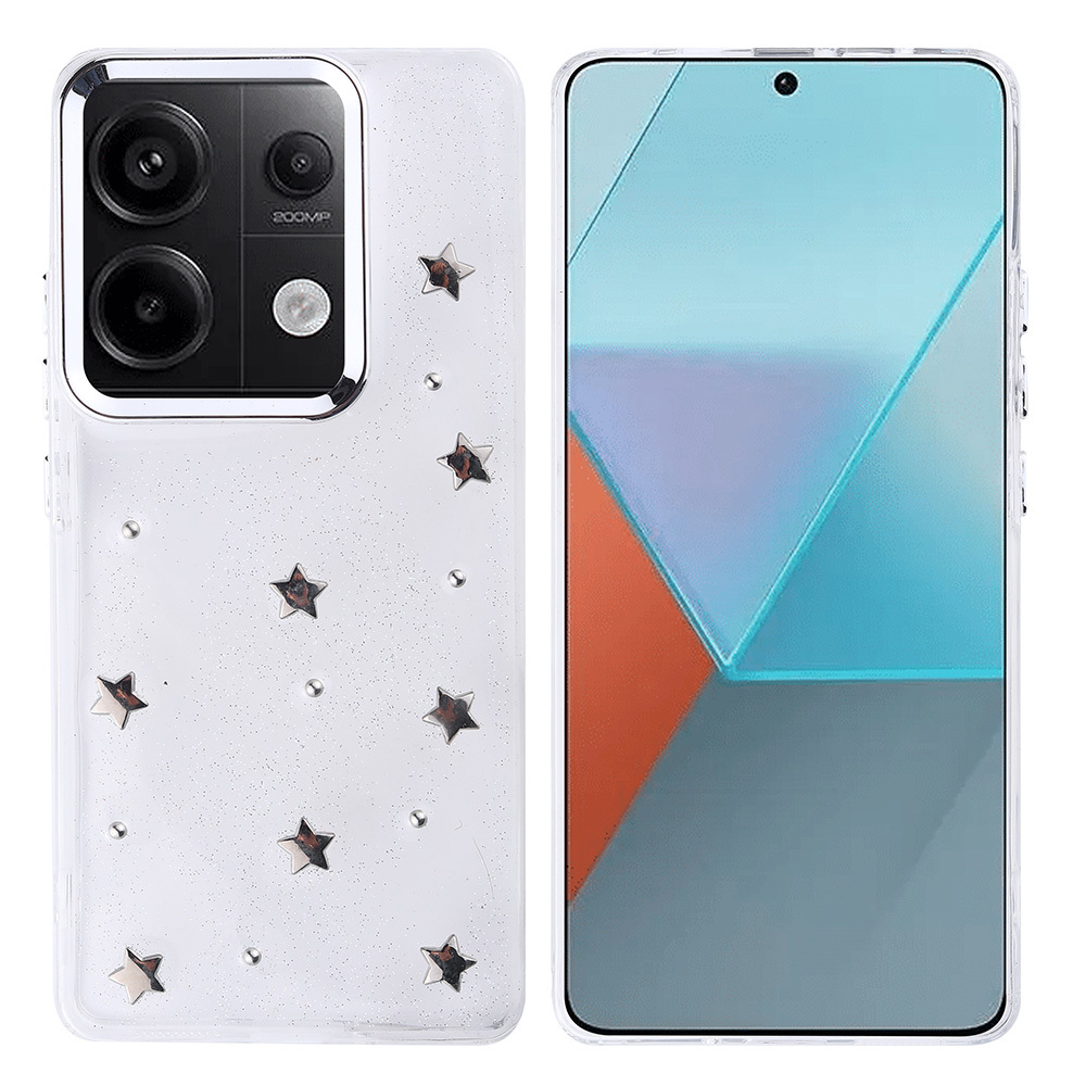 Xiaomi Uyumlu  Redmi Note 13 Pro 4G Kılıf Airbag Tasarımlı Simli Şeffaf Zore Kutup Kapak-Yıldız