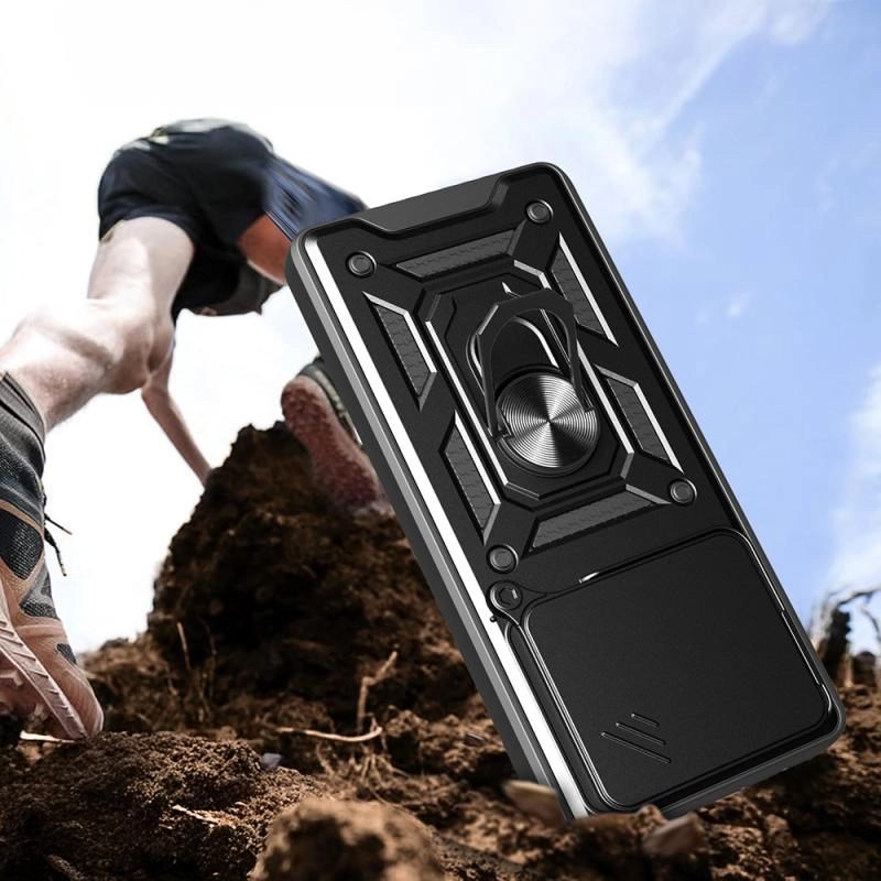 Xiaomi Uyumlu  Redmi Note 14 4G Kılıf Magnetik Standlı Kamera Korumalı Zore Sürgülü Vega Kapak