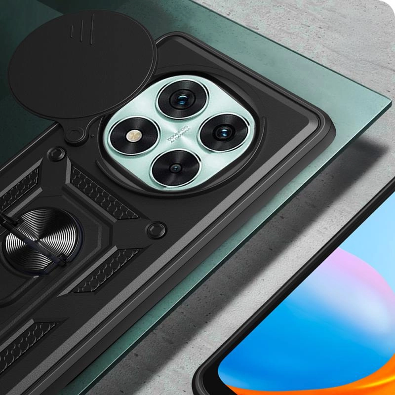 Xiaomi Uyumlu  Redmi Note 14 Pro 5G Kılıf Magnetik Standlı Kamera Korumalı Zore Sürgülü Vega Kapak