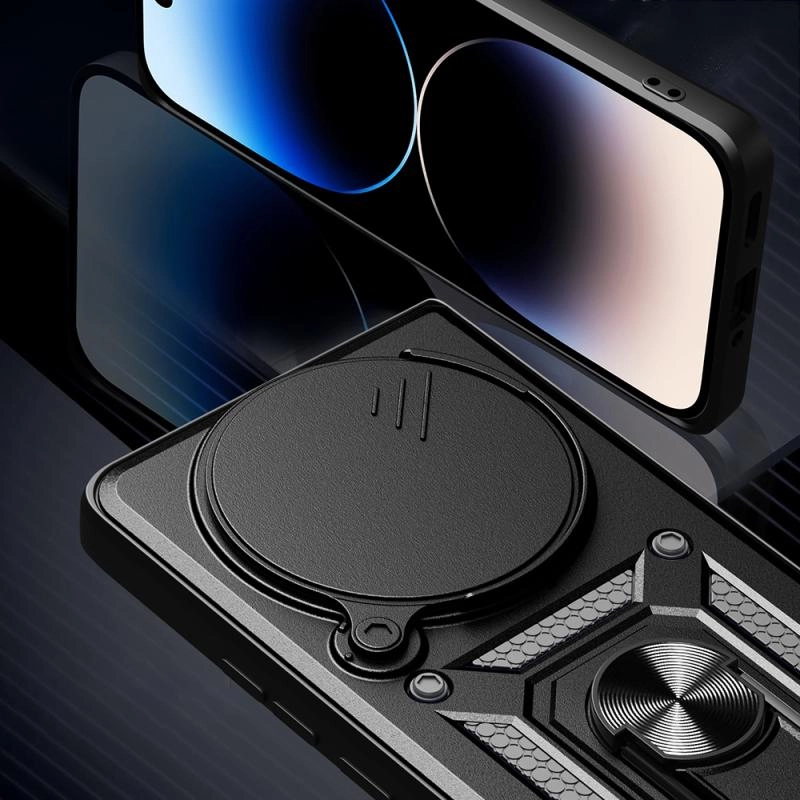 Xiaomi Uyumlu  Redmi Note 14 Pro Plus Kılıf Magnetik Standlı Kamera Korumalı Zore Sürgülü Vega Kapak