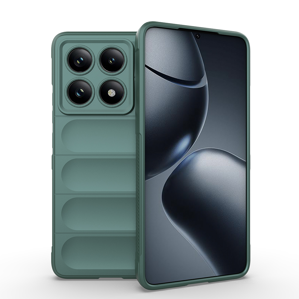 Xiaomi Uyumlu  14T Pro Kılıf Esnek TPU Oyuklu Arka Yüzey Tasarımlı Zore Etnik Silikon Kapak-Koyu yeşil