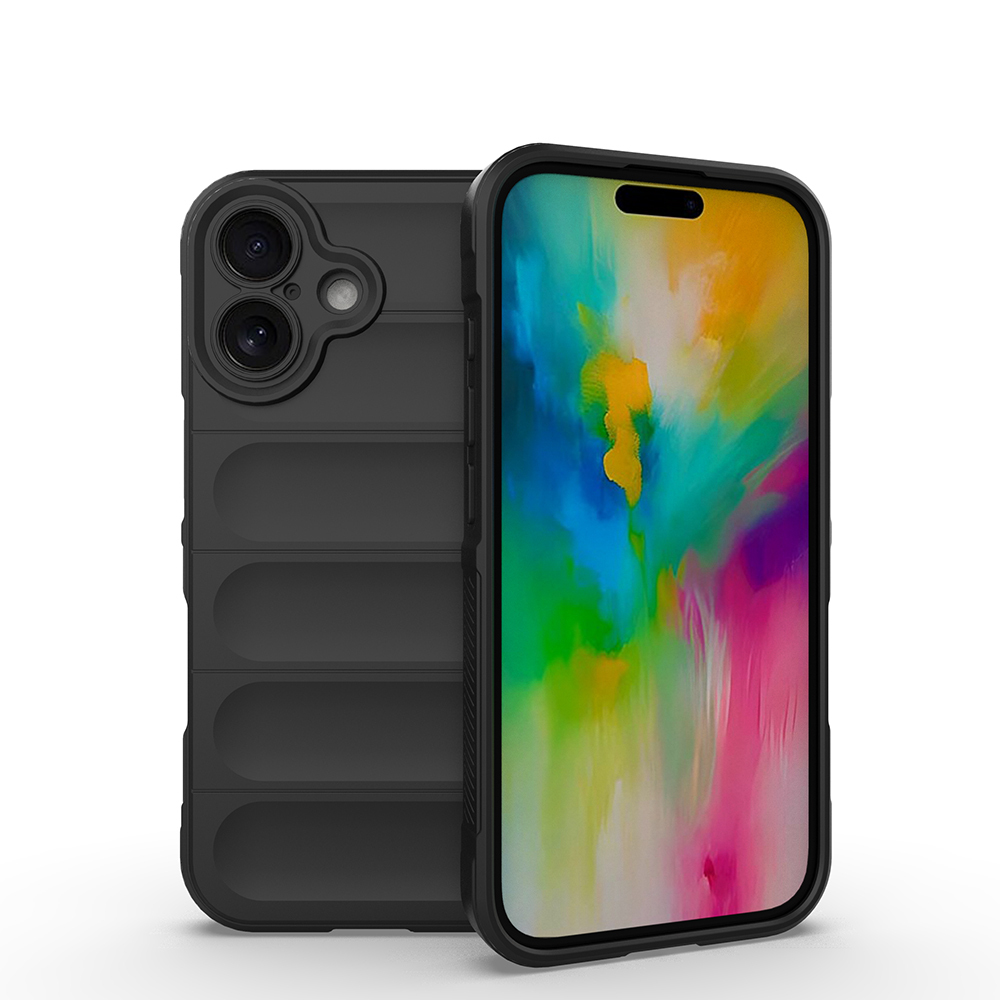 iPhone Uyumlu 16 Kılıf Esnek TPU Oyuklu Arka Yüzey Tasarımlı Zore Etnik Silikon Kapak-Siyah