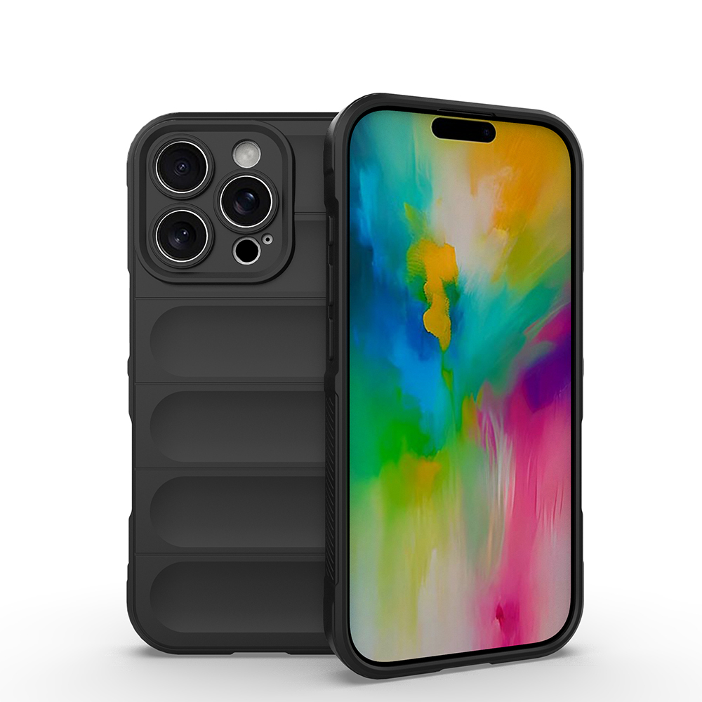 iPhone Uyumlu 16 Pro Kılıf Esnek TPU Oyuklu Arka Yüzey Tasarımlı Zore Etnik Silikon Kapak-Siyah