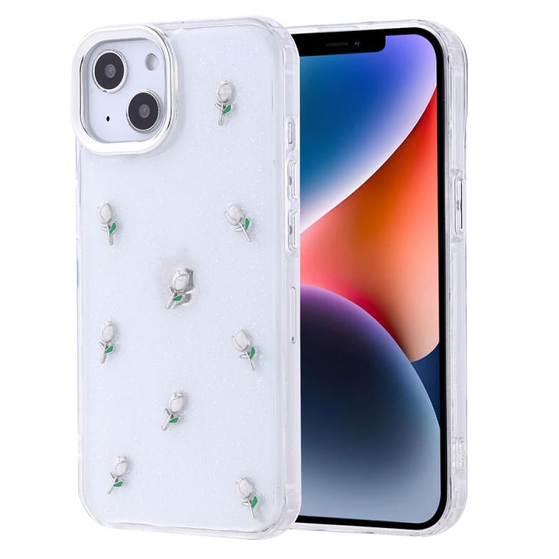 iPhone Uyumlu 13 Kılıf Airbag Tasarımlı Simli Şeffaf Zore Kutup Kapak