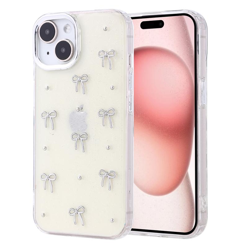 iPhone Uyumlu 15 Kılıf Airbag Tasarımlı Simli Şeffaf Zore Kutup Kapak-Fiyonk