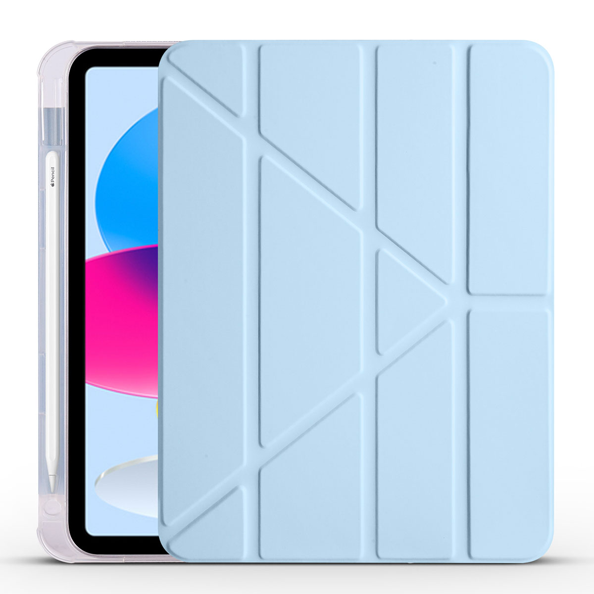 iPad Uyumlu 11.Nesil 2025 Kılıf Zore Tri Folding Kalem Bölmeli Standlı Kılıf-Mavi