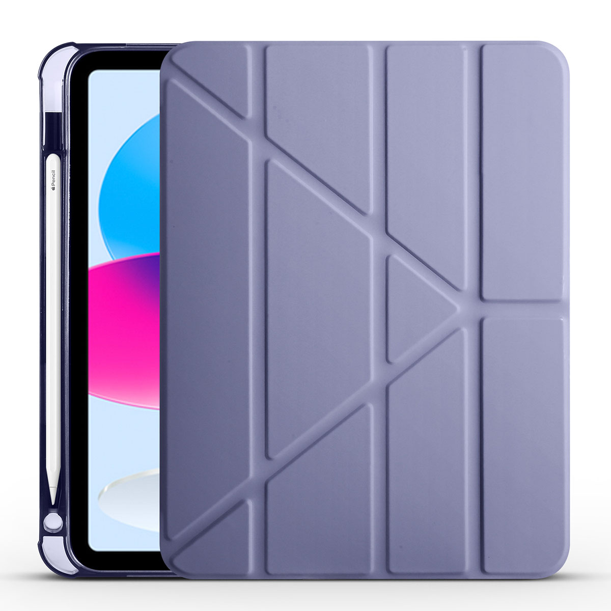 iPad Uyumlu 11.Nesil 2025 Kılıf Zore Tri Folding Kalem Bölmeli Standlı Kılıf-Mor