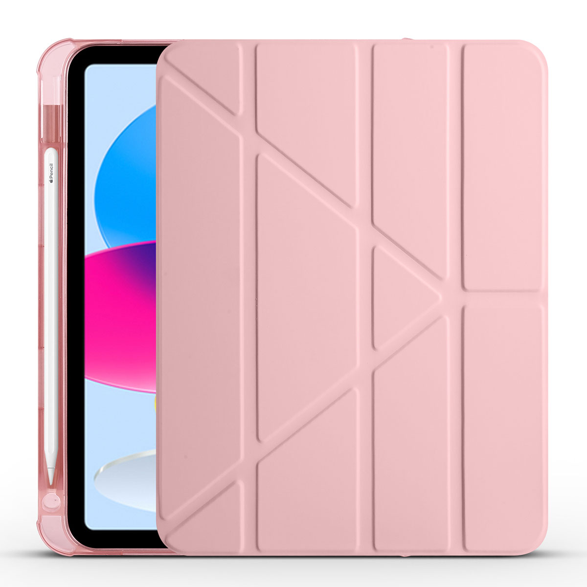 iPad Uyumlu 11.Nesil 2025 Kılıf Zore Tri Folding Kalem Bölmeli Standlı Kılıf-Rose gold